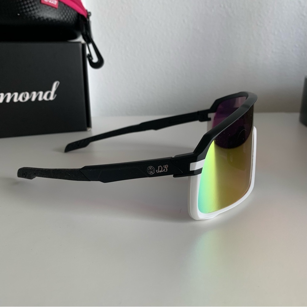 Diamond Eyewear White Orange Sporty Sunglasses Baseball Outdoor Fishing Box Case - Picture 3 of 9